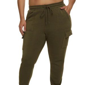NWT Plus Size Drawstring Cargo Joggers - Olive 3X